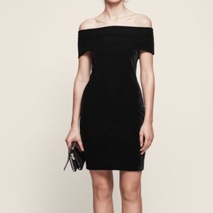 Little Black Velvet Off Shoulder Dress